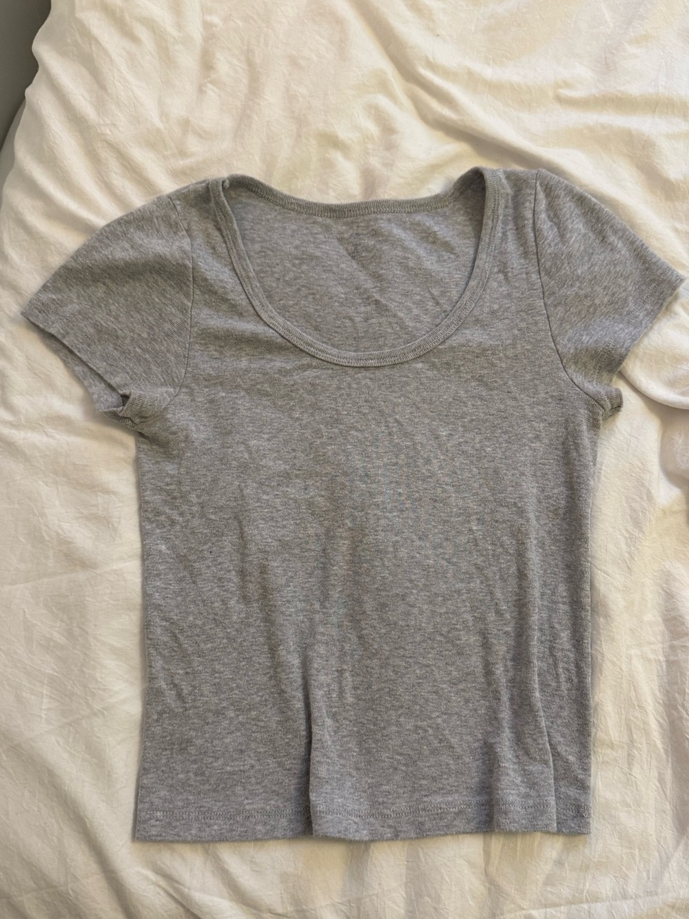 Brandy Melville Heather Gray Scoop Neck Short Sleeve Tee